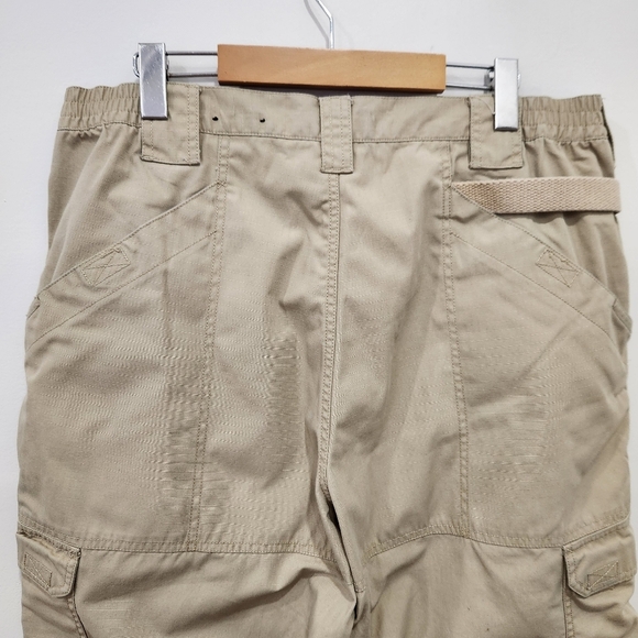 5.11 Tactical Series Cargo Pants Beige Tan Double Knee Elastic Waist Mens 36x30 - Picture 4 of 14